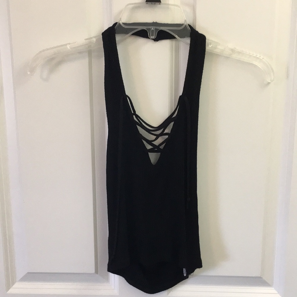 black halter crop top